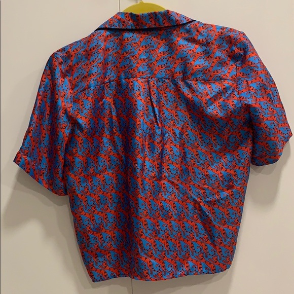 📌 NWT Sandro Caty Cat Printed Silk Shirt - Picture 5 of 6
